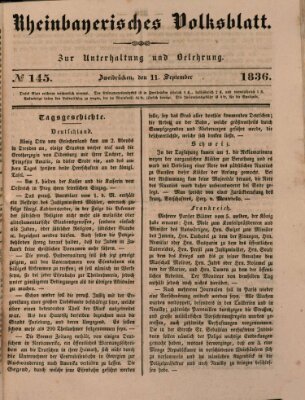 Rheinbayerisches Volksblatt Sonntag 11. September 1836