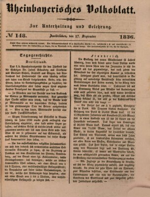 Rheinbayerisches Volksblatt Samstag 17. September 1836