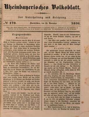 Rheinbayerisches Volksblatt Donnerstag 10. November 1836