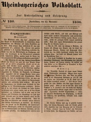 Rheinbayerisches Volksblatt Samstag 12. November 1836