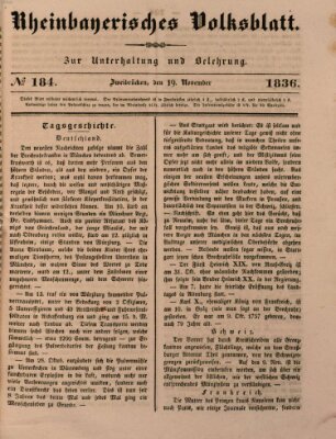 Rheinbayerisches Volksblatt Samstag 19. November 1836
