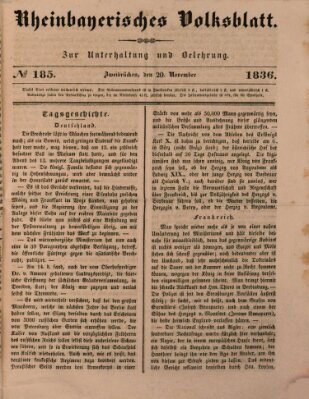 Rheinbayerisches Volksblatt Sonntag 20. November 1836