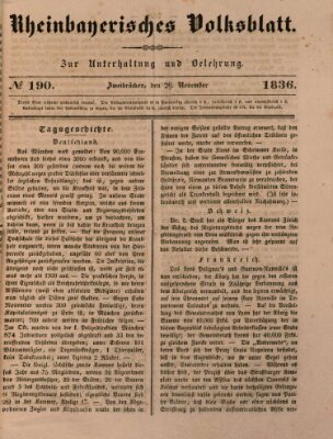 Rheinbayerisches Volksblatt Dienstag 29. November 1836