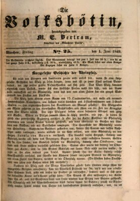 Die Volksbötin Freitag 1. Juni 1849