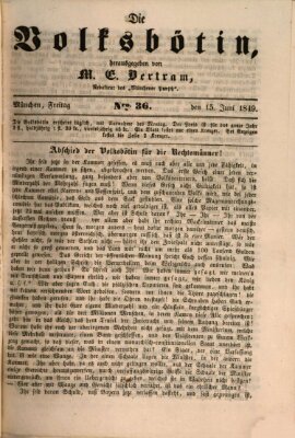 Die Volksbötin Freitag 15. Juni 1849