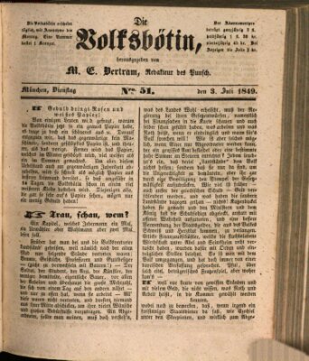 Die Volksbötin Dienstag 3. Juli 1849