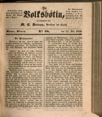 Die Volksbötin Mittwoch 11. Juli 1849