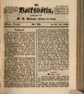 Die Volksbötin Dienstag 31. Juli 1849