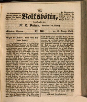 Die Volksbötin Sonntag 19. August 1849