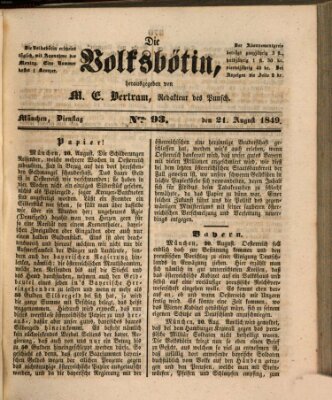 Die Volksbötin Dienstag 21. August 1849