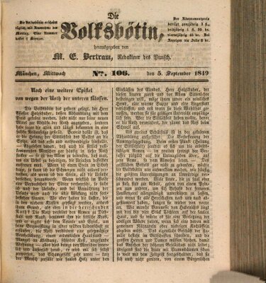 Die Volksbötin Mittwoch 5. September 1849