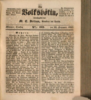 Die Volksbötin Samstag 22. September 1849