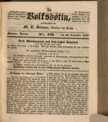 Die Volksbötin Dienstag 25. September 1849