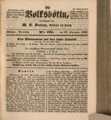 Die Volksbötin Donnerstag 27. September 1849