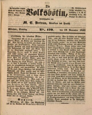 Die Volksbötin Sonntag 18. November 1849