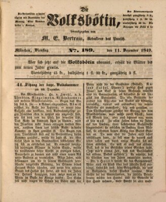 Die Volksbötin Dienstag 11. Dezember 1849