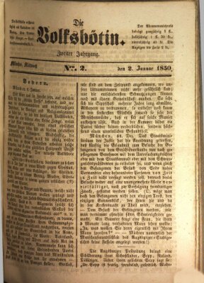 Die Volksbötin Mittwoch 2. Januar 1850