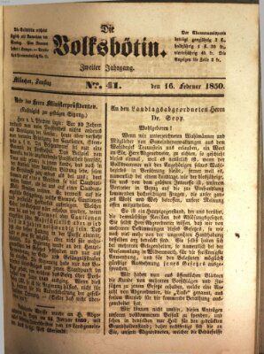 Die Volksbötin Samstag 16. Februar 1850