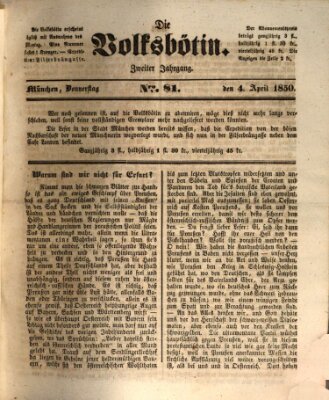 Die Volksbötin Donnerstag 4. April 1850