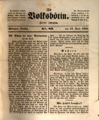 Die Volksbötin Samstag 13. April 1850