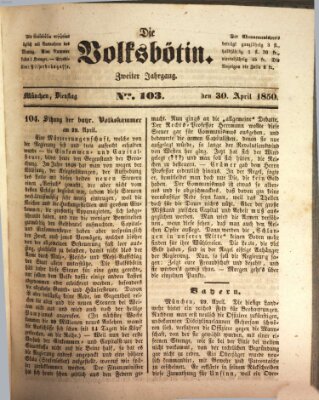 Die Volksbötin Dienstag 30. April 1850