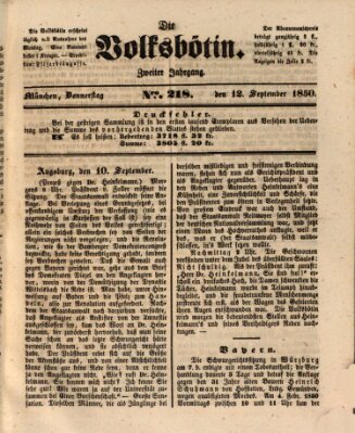 Die Volksbötin Donnerstag 12. September 1850