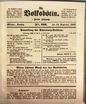 Die Volksbötin Samstag 14. September 1850