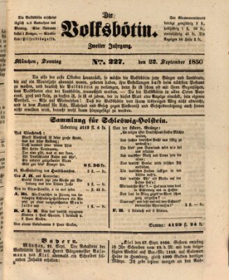 Die Volksbötin Sonntag 22. September 1850