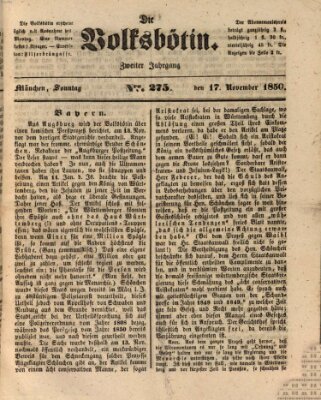 Die Volksbötin Sonntag 17. November 1850