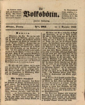 Die Volksbötin Sonntag 1. Dezember 1850