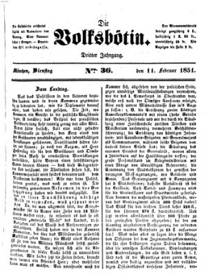 Die Volksbötin Dienstag 11. Februar 1851