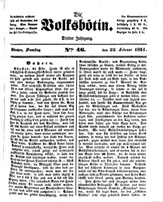 Die Volksbötin Samstag 22. Februar 1851