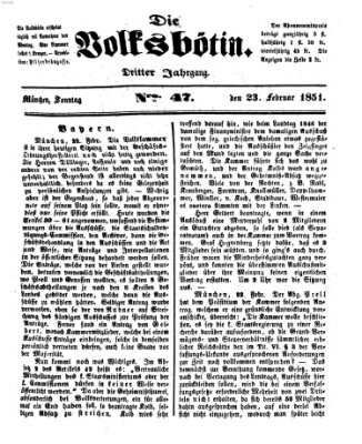 Die Volksbötin Sonntag 23. Februar 1851