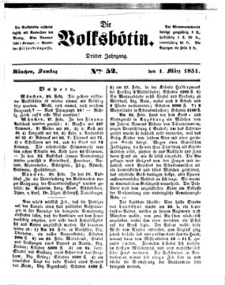 Die Volksbötin Samstag 1. März 1851