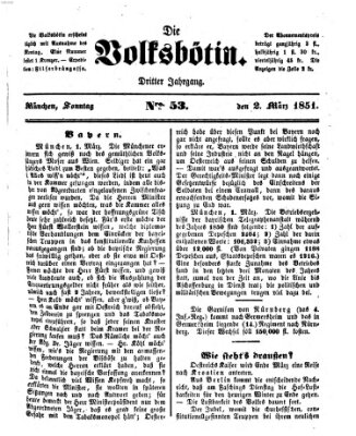 Die Volksbötin Sonntag 2. März 1851