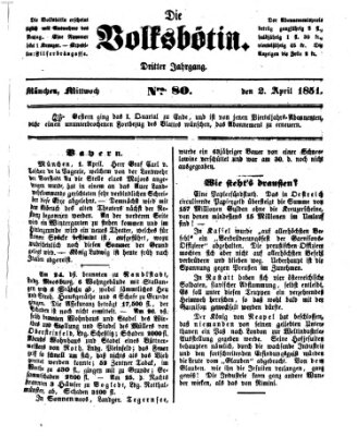 Die Volksbötin Mittwoch 2. April 1851