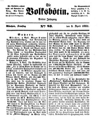 Die Volksbötin Samstag 5. April 1851