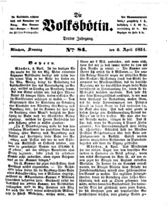 Die Volksbötin Sonntag 6. April 1851