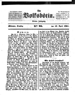 Die Volksbötin Samstag 19. April 1851