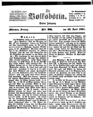 Die Volksbötin Sonntag 20. April 1851