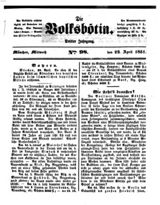 Die Volksbötin Mittwoch 23. April 1851