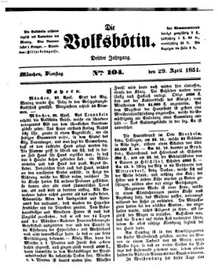 Die Volksbötin Dienstag 29. April 1851