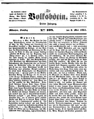 Die Volksbötin Samstag 3. Mai 1851