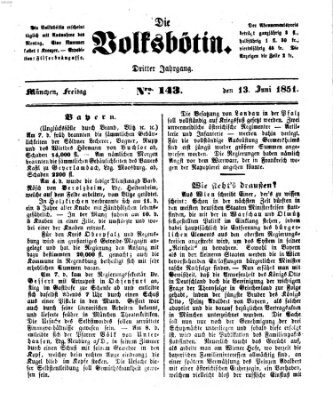 Die Volksbötin Freitag 13. Juni 1851