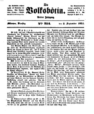 Die Volksbötin Dienstag 2. September 1851