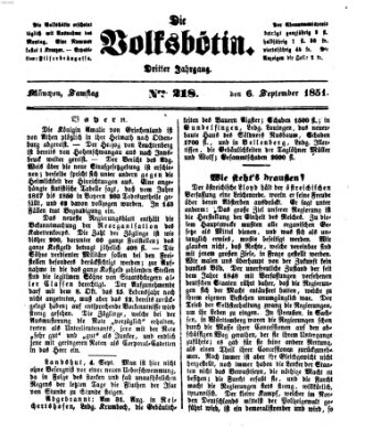 Die Volksbötin Samstag 6. September 1851