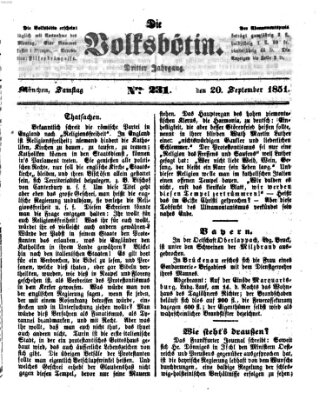 Die Volksbötin Samstag 20. September 1851