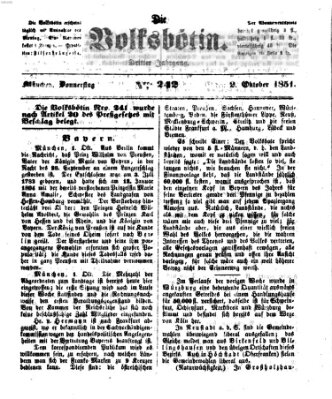 Die Volksbötin Donnerstag 2. Oktober 1851