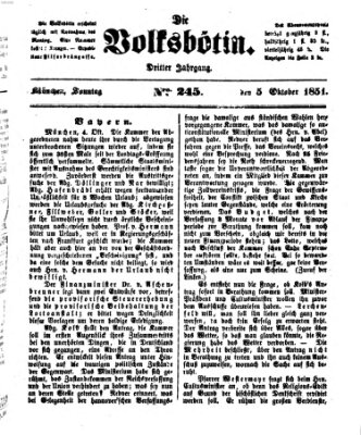 Die Volksbötin Sonntag 5. Oktober 1851