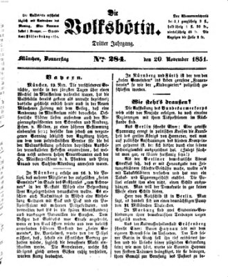 Die Volksbötin Donnerstag 20. November 1851